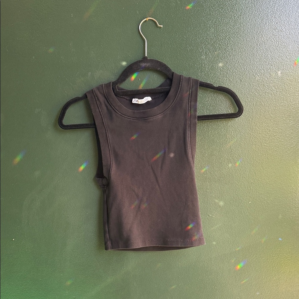 Zara Black Sleeveless Crop Top